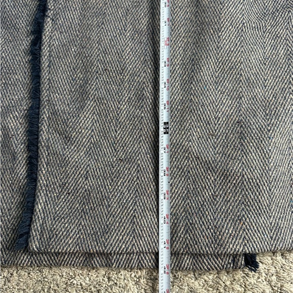 Madewell Fringed Herringbone Robe Coat Large XL gray navy wool blend open light - Picture 14 of 16